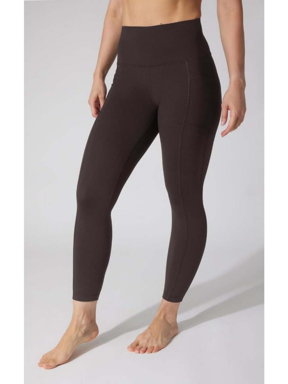 High-Waisted Women's Leggings, Elastic-Free, Ankle Length, Side Pockets - Picture 3 of 5